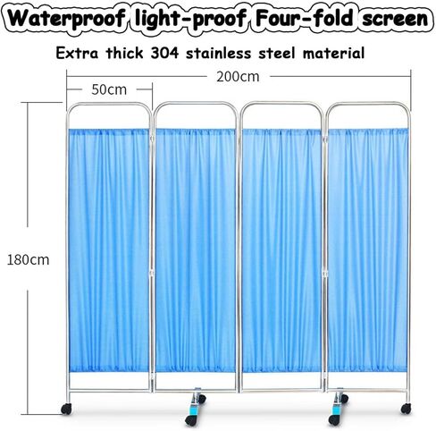 4/5/6 Panel Medical Privacy Screen on Wheels, Foldable Rolling Room Divider, 6ft Tall Portable Privacy Partition for Clinics/Exam Rooms, Space-Saving Temporary Fence (4 Panel) in Saudi Arabia