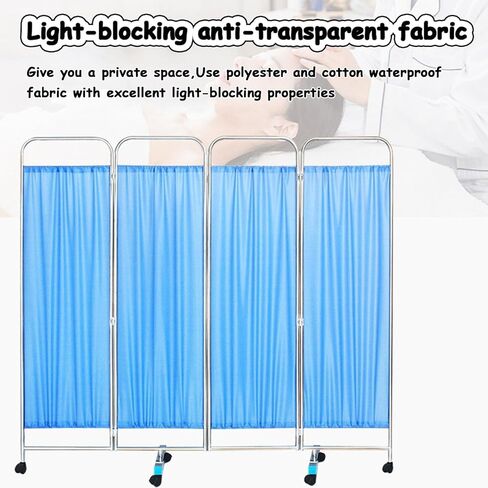 4/5/6 Panel Medical Privacy Screen on Wheels, Foldable Rolling Room Divider, 6ft Tall Portable Privacy Partition for Clinics/Exam Rooms, Space-Saving Temporary Fence (4 Panel) in Saudi Arabia