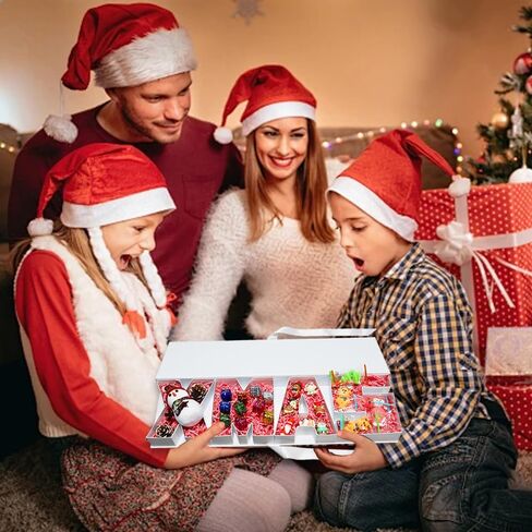 صندوق هدايا فارغ من Alkiuyfv XMAS، حرف من الورق المقوى قابل للتعبئة فارغ لملء هدايا عيد الميلاد، تزيين تغليف الحلويات (أحمر) in Saudi Arabia