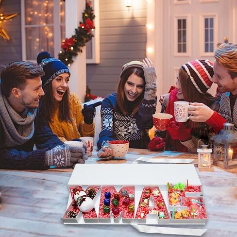 صندوق هدايا فارغ من Alkiuyfv XMAS، حرف من الورق المقوى قابل للتعبئة فارغ لملء هدايا عيد الميلاد، تزيين تغليف الحلويات (أحمر) in Saudi Arabia