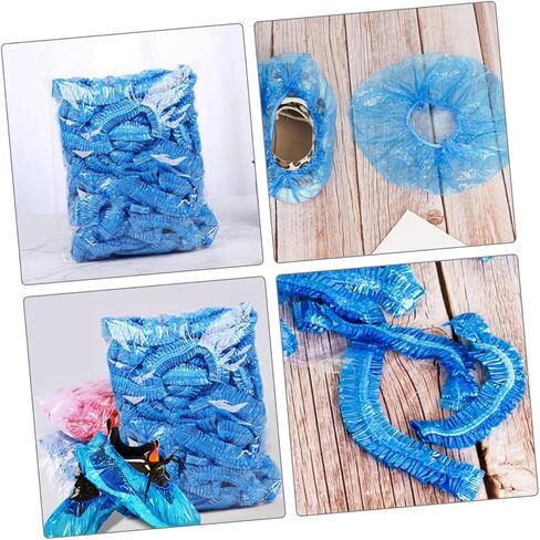 KALLORY 100 Pack Disposable Waterproof Shoe Covers Thickened Non-Woven Plastic Dustproof Shoe Protectors for Indoor and Outdoor Use in Saudi Arabia