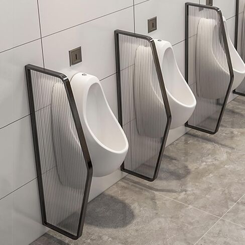 3PCS Urinal Privacy Screen Divider, Waterproof Tempered Glass Toilet Partition Panel, Commercial Baffle for Hotels, Schools, Bars - Black Urinal Barrier in Saudi Arabia