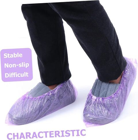 Outanaya 200pcs Disposable Non-Slip Shoe Covers Sturdy PE Indoor Booties for Home Use Waterproof and Dustproof Shoe Protection in Saudi Arabia