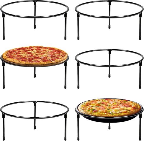 6 Pcs Pizza Stand Holder, 8.5 Inch Round Pizza Tray Riser Rack Holder Black Metal Wire Pizza Rack for Serving, Metal Display Stands for Home, Restaurant and Party in Saudi Arabia