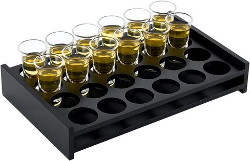 peacoblue 24 Shot Glass Holder Tray, Wooden Shot Tray Holder for Party, Shot Glasses Tray Organizer, Rustic Shot Board for Whiskey Tequila Soju, Bar & Home Display Stand(Shot Glasses Not Included) in Saudi Arabia