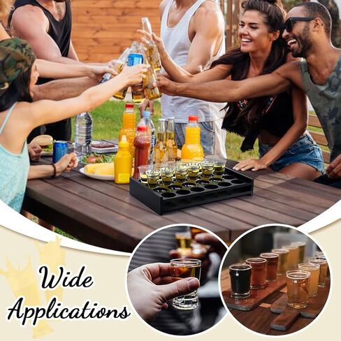 peacoblue 24 Shot Glass Holder Tray, Wooden Shot Tray Holder for Party, Shot Glasses Tray Organizer, Rustic Shot Board for Whiskey Tequila Soju, Bar & Home Display Stand(Shot Glasses Not Included) in Saudi Arabia