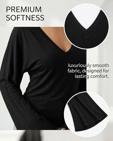 Black V-Neck Flare Long Sleeve Top M in Saudi Arabia