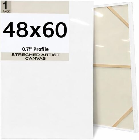 قماش ممتاز للرسم - 36x48-32x46-32x48 بوصة - سمك 0.7-1 بوصة - لوحة خلفية - أكريليك مثالي، زيت، فن ألوان مائية - XL - كبير جدًا - جودة فنية احترافية بيضاء فارغة (32x46) in Kuwait
