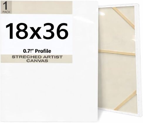 قماش ممتاز للرسم - 36x48-32x46-32x48 بوصة - سمك 0.7-1 بوصة - لوحة خلفية - أكريليك مثالي، زيت، فن ألوان مائية - XL - كبير جدًا - جودة فنية احترافية بيضاء فارغة (32x46) in Kuwait