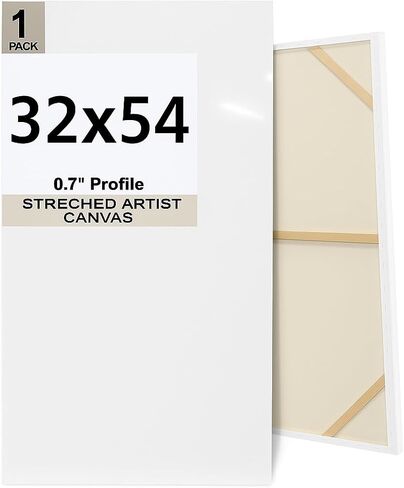 قماش ممتاز للرسم - 36x48-32x46-32x48 بوصة - سمك 0.7-1 بوصة - لوحة خلفية - أكريليك مثالي، زيت، فن ألوان مائية - XL - كبير جدًا - جودة فنية احترافية بيضاء فارغة (32x46) in Kuwait