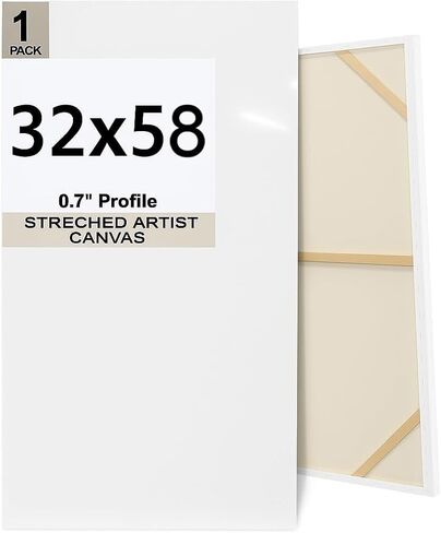 قماش ممتاز للرسم - 36x48-32x46-32x48 بوصة - سمك 0.7-1 بوصة - لوحة خلفية - أكريليك مثالي، زيت، فن ألوان مائية - XL - كبير جدًا - جودة فنية احترافية بيضاء فارغة (32x46) in Kuwait