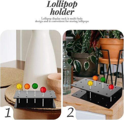 Luxshiny Black Acrylic Lollipop Holder 15 Holes Desktop Cake Pop Sticks Stand Buffet Cakepops Candy Dessert Compact Display Rack for Parties Weddings Events in Saudi Arabia