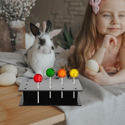 Luxshiny Black Acrylic Lollipop Holder 15 Holes Desktop Cake Pop Sticks Stand Buffet Cakepops Candy Dessert Compact Display Rack for Parties Weddings Events in Saudi Arabia