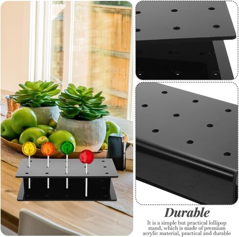 Luxshiny Black Acrylic Lollipop Holder 15 Holes Desktop Cake Pop Sticks Stand Buffet Cakepops Candy Dessert Compact Display Rack for Parties Weddings Events in Saudi Arabia