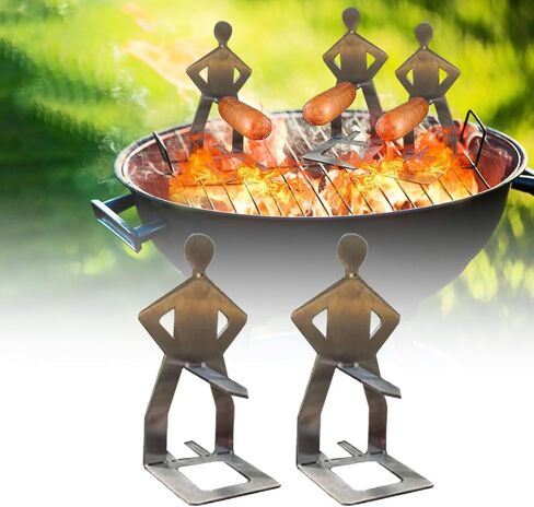 Funny Man-Shaped Hot Dog Sausage Stand Holder,Stand Man Hot Dog Holder,Standing Man Sausage Barbecue Rack，Funny Hot Dog Sausage Stand Holder, Portable Hot Dog Roaster Rack,BBQ Tools (2Pcs) in Saudi Arabia