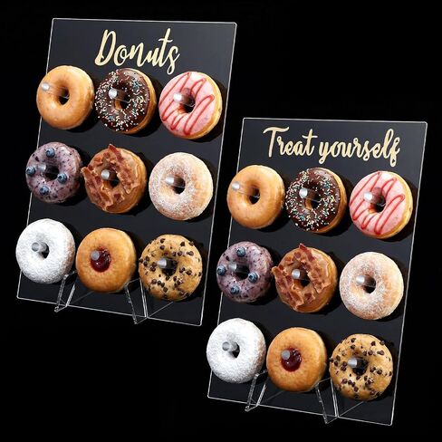 2 Pack Donut Wall Display Stand for Dessert Table, Clear Acrylic Donut Board Display Holder Wall Stand for Wedding Birthday Holiday Party Bridal Baby Shower Decorations, 13.78 x 9.84 Inch in Saudi Arabia