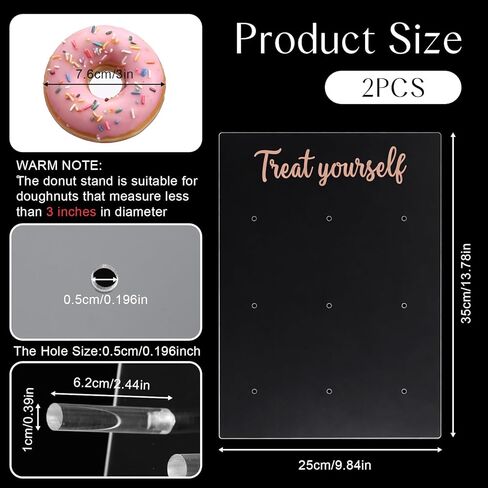 2 Pack Donut Wall Display Stand for Dessert Table, Clear Acrylic Donut Board Display Holder Wall Stand for Wedding Birthday Holiday Party Bridal Baby Shower Decorations, 13.78 x 9.84 Inch in Saudi Arabia