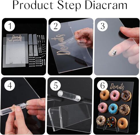 2 Pack Donut Wall Display Stand for Dessert Table, Clear Acrylic Donut Board Display Holder Wall Stand for Wedding Birthday Holiday Party Bridal Baby Shower Decorations, 13.78 x 9.84 Inch in Saudi Arabia
