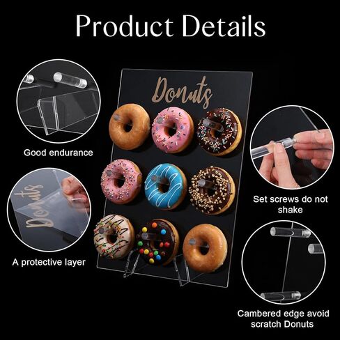 2 Pack Donut Wall Display Stand for Dessert Table, Clear Acrylic Donut Board Display Holder Wall Stand for Wedding Birthday Holiday Party Bridal Baby Shower Decorations, 13.78 x 9.84 Inch in Saudi Arabia