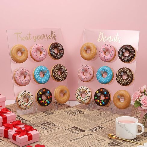 2 Pack Donut Wall Display Stand for Dessert Table, Clear Acrylic Donut Board Display Holder Wall Stand for Wedding Birthday Holiday Party Bridal Baby Shower Decorations, 13.78 x 9.84 Inch in Saudi Arabia