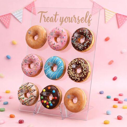 2 Pack Donut Wall Display Stand for Dessert Table, Clear Acrylic Donut Board Display Holder Wall Stand for Wedding Birthday Holiday Party Bridal Baby Shower Decorations, 13.78 x 9.84 Inch in Saudi Arabia