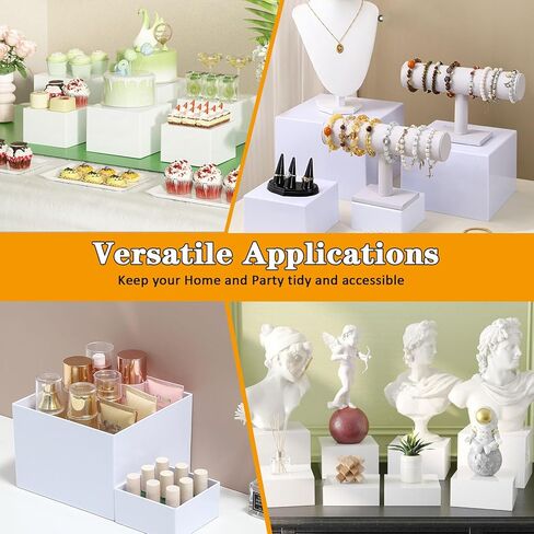 6 PCS Buffet Risers, Food Display Risers for Party, White Acrylic Risers Display Stand for Buffet Table, Catering Displays for Dessert, Jewelry Collectibles, Cube Box Nesting Riser with Hollow Bottoms(8" 7" 6" 5" 4" 3") in Saudi Arabia