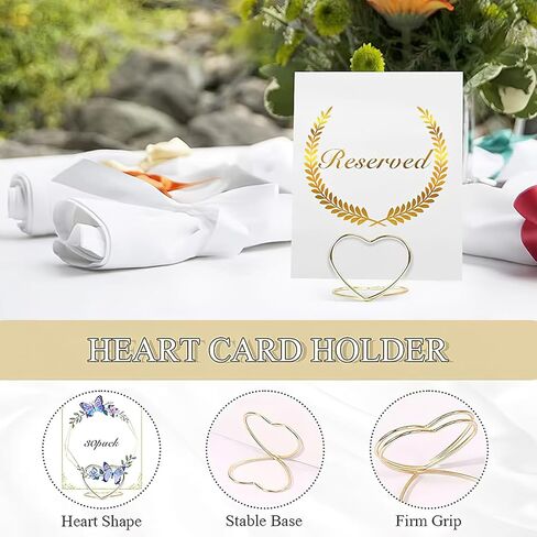 20 Pcs Wedding Place Card Holders Heart Shape Photo Card Stand Business Card Holders Wedding Seating Labels Clips Mini Table Number Cards Holder for Wedding Birthday Bridal Shower Party in Saudi Arabia