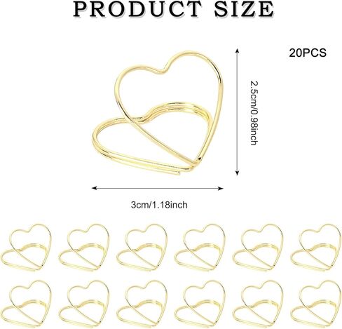 20 Pcs Wedding Place Card Holders Heart Shape Photo Card Stand Business Card Holders Wedding Seating Labels Clips Mini Table Number Cards Holder for Wedding Birthday Bridal Shower Party in Saudi Arabia