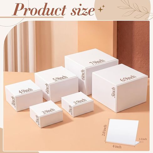 Yinder 6 Pcs White Paper Buffet Risers with Mini Table Sign and Marker Food Nesting Risers for Buffet Table Display Stand Shelf for Party Catering Dessert Jewelry ( 8", 7", 6", 5", 4", 4") in Saudi Arabia