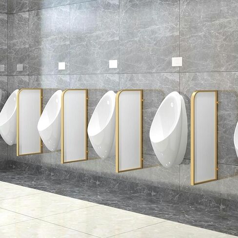 Golden Tempered Glass Bathroom Wall Divider Screen, Water Repellent Privacy Panel for Toilets, Wall-Mounted Urinal Partition, 90cm for Schools & Bars in Saudi Arabia