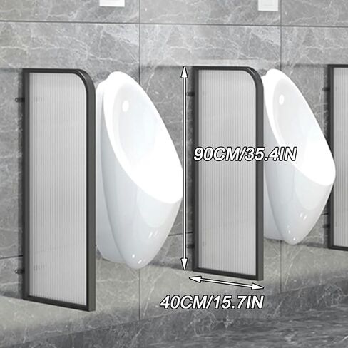 Golden Tempered Glass Bathroom Wall Divider Screen, Water Repellent Privacy Panel for Toilets, Wall-Mounted Urinal Partition, 90cm for Schools & Bars in Saudi Arabia