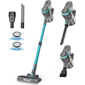 DEVOAC N300 Cordless Vacuum Cleaner, 6 in 1 Lightweight Stick Vacuum, 2200mAh Battery Up to 40mins Runtime, Powerful Handheld Vacuum for Hard Floor Rug Pet Hair Home Dorm (Cyan) in Saudi Arabia