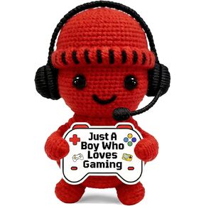 Gifts for Gamers, Funny Gamer Gifts for for Him, Easter Basket Stuffers for Teens Boys, Handmade Crochet Gamer Doll for Game Lovers, Gamer Party Favors,Gaming Stuff for Son Boys Gaming Accessories in Kuwait