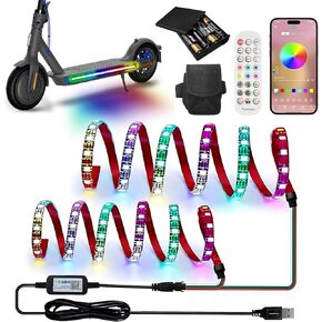 أضواء LED للسكوتر من StoneBanks للركوب الليلي، شريط إضاءة RGB 47 بوصة يعمل بالبطارية وإضاءة لوح تزلج كهربائي مقاوم للماء مع جهاز تحكم عن بعد والتحكم في التطبيق، أضواء طويلة قابلة لإعادة الشحن عبر USB 60 مصباح LED in Kuwait