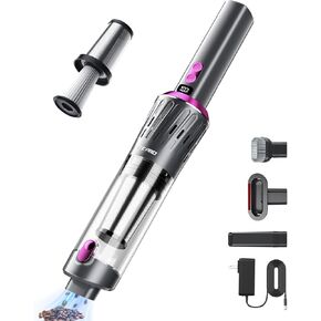 Handheld Vacuum Cordless 25000Pa Car Vacuum 3-in-1 Handheld Vacuum, Includes Smart Display and Charging Base Hand Vac Cordless Rechargeable One-Touch Empty for Home/Pet/Car (Violet) in Saudi Arabia