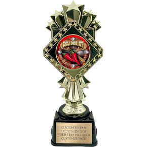 جوائز 4U Chili Cook Off Trophy - جائزة محفورة خصيصًا لأفضل فلفل حار أو الفائز بالمركز الأول أو المسابقة - جائزة شخصية ممتعة لأحداث الطهي ومسابقات المكاتب وأبطال الفلفل الحار - كأس ذهبي مقاس 9 بوصات in Kuwait