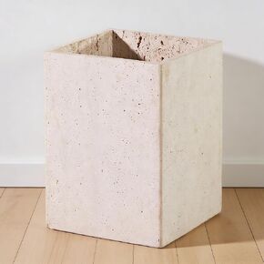 Rectangular Ivory Travertine Bathroom Trash Can, Natural Organic Stone Office Wastebasket, Wabi-Sabi Durable Storage Basket, Garbage Container for Bathroom, Home Office, Bedroom, Living Room, Toilet in Saudi Arabia