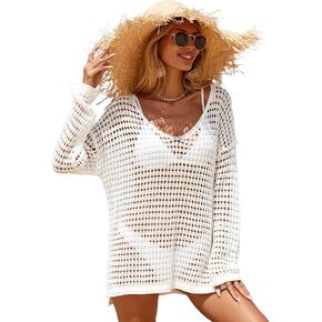 Swimsuit Coverup for Women Crochet Bathing Suit Cover Ups Beachwear Shirt in Saudi Arabia
