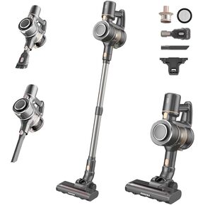 Mojojo Cordless Stick Vacuum Cleaner, 23KPa Handheld Rechargeable Battery Lightweight Small Silver Gray Electirc Broom, 55Mins Runtime for Home Hard Floor Carpet Pet Hair Cleaning in Saudi Arabia