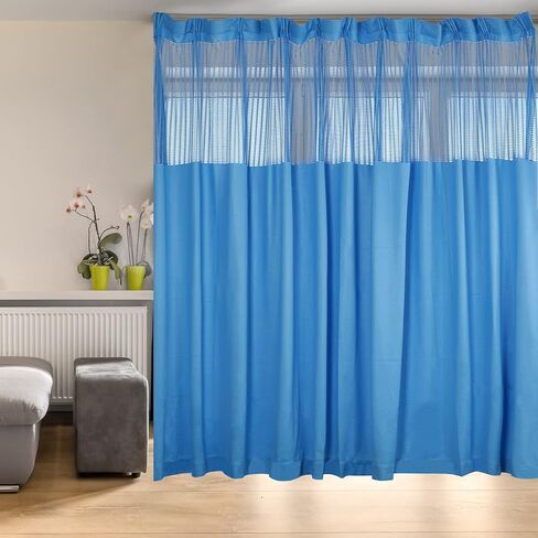 ستارة خصوصية طبية زرقاء مقاس 12 × 8 قدم مع تصميم شبكي علوي، ستارة مستشفى سميكة من البوليستر للتهوية والضوء، مقسم غرفة للعيادة والمختبر والصالون والمنتجعات الصحية والمقصورة وسهلة التنظيف in Kuwait