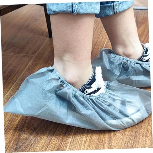 Zerodeko 100Pcs Disposable Non Woven Shoe Covers Thick Dust Non Slip Overshoes for Indoor Use Breathable Foot Covers Protecting Floors for Adults and Students Gray in Saudi Arabia