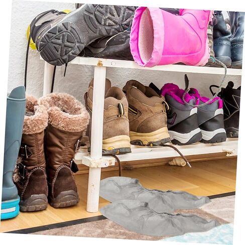 Zerodeko 100Pcs Disposable Non Woven Shoe Covers Thick Dust Non Slip Overshoes for Indoor Use Breathable Foot Covers Protecting Floors for Adults and Students Gray in Saudi Arabia