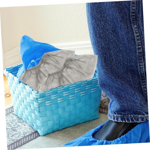 Zerodeko 100Pcs Disposable Non Woven Shoe Covers Thick Dust Non Slip Overshoes for Indoor Use Breathable Foot Covers Protecting Floors for Adults and Students Gray in Saudi Arabia