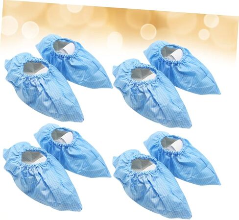 Luxshiny 4pairs Reusable Anti-static Shoe Covers Non-slip Washable Dustproof Footwear for Labs Salons Workshops Static Material Blue in Saudi Arabia