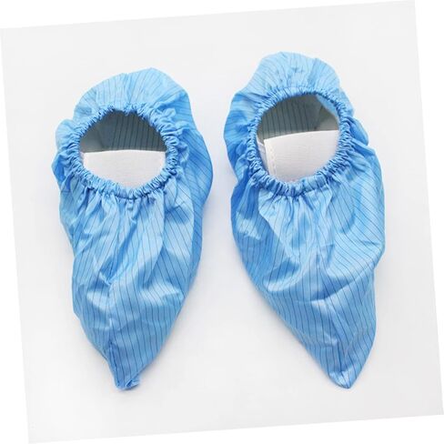Luxshiny 4pairs Reusable Anti-static Shoe Covers Non-slip Washable Dustproof Footwear for Labs Salons Workshops Static Material Blue in Saudi Arabia
