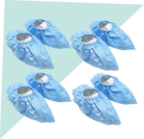 Luxshiny 4pairs Reusable Anti-static Shoe Covers Non-slip Washable Dustproof Footwear for Labs Salons Workshops Static Material Blue in Saudi Arabia