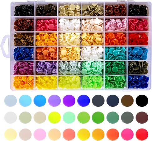 ilauke 510pcs Snap Button Kit - 36 Color Plastic Snaps for Fabric, Sewing & Clothing with Storage Box, No-Sew Fastener for DIY Crafts in Saudi Arabia