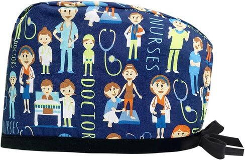 niaahinn Unisex Medical Scrub Caps Cartoon Printing Working Hat Multicolor Nursing Caps for Nurses in Saudi Arabia
