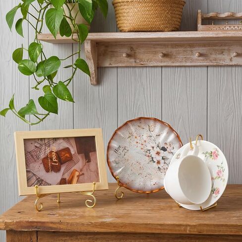 12 قطعة من لوحات ذهبية من Kenaoeoe لعرض 3 مقاسات من لوحات معدنية مع 6 حامل أكواب شاي لتنظيم الأطباق والأكواب والكتب والفنون in Kuwait