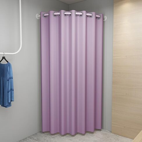 C-Shaped Fitting Room Curtain Rod - Corner Privacy Curtain for Changing Rooms, Mall, Office, Clothing Store - Wall-Mounted Iron Tube Partition, 80cm (31.5in) - Orange Set in Saudi Arabia